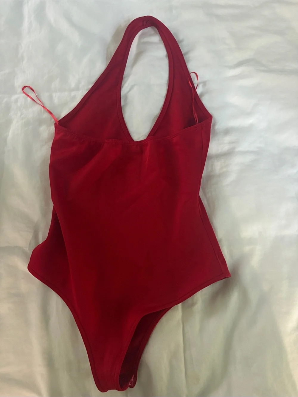 Tobi Red Halter One-Piece deep V plunge Bodysuit